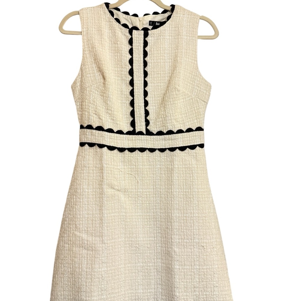 SHEIN Cream and Black Scalloped Mini Dress